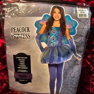 Peacock Princess Kids Costume - Blue, Green and Purple Size Medium 8-10 LIKE NEW